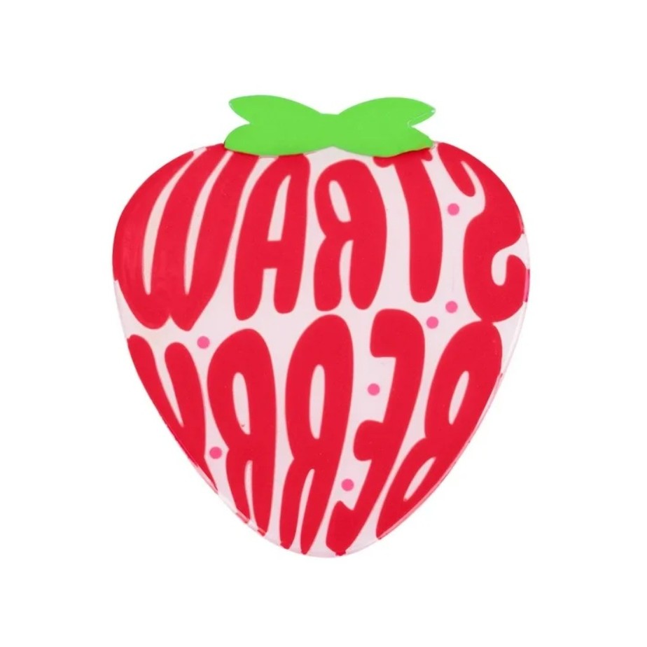 Suport pentru Pahar, Flippy, Model Capsuna, din PVC, 15.5 x 15.5 cm, Rezistent la Caldura, Roz/Rosu