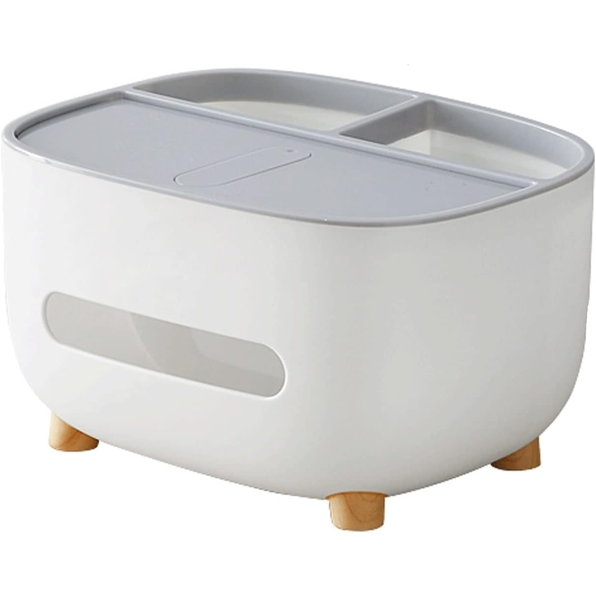 Suport pentru Servetele, Flippy, Cutie Multifunctionala, Design Minimalist, ABS, cu Suport pentru Obiectele Personale, pentru Birou, 21x12x12 cm, Gri