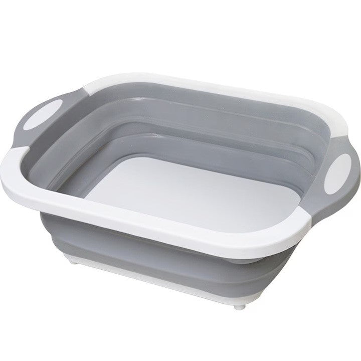 Tocator Multifunctional, Flippy, 2 in 1, cu Cos pentru Spalat si Scurgere Alimente, 480 g, Pliabila, Gri