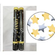 Tub de Confetti, Flippy, Bonne Annee, 30x5 cm, Confetii Stelute din Aluminiu, Auriu/Argintiu