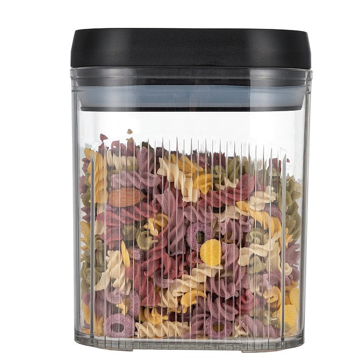 Cutie de Depozitare Alimente, Flippy, tip Container, 1.3L, Recipiente pentru Cereale in Bucatarie,  Transparente cu Capac Negru