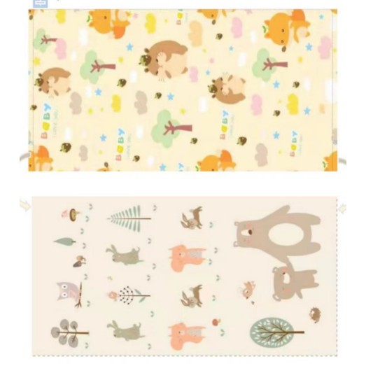 Covoras de Joaca pentru Copii Termic cu 2 Fete, Flippy, Model Arici si Ursuleti, cu Spuma, Impermeabil, Antiderapant, 200cm x 180cm x 0.8cm