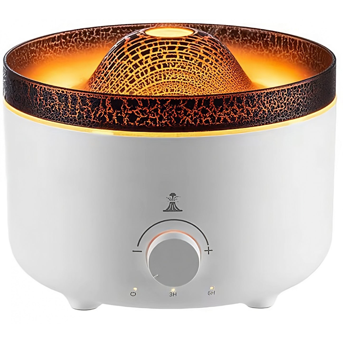 Umidificator de tip vulcan, Flippy, cu aromaterapie, cu telecomanda, 560 ml, model V21A, alb