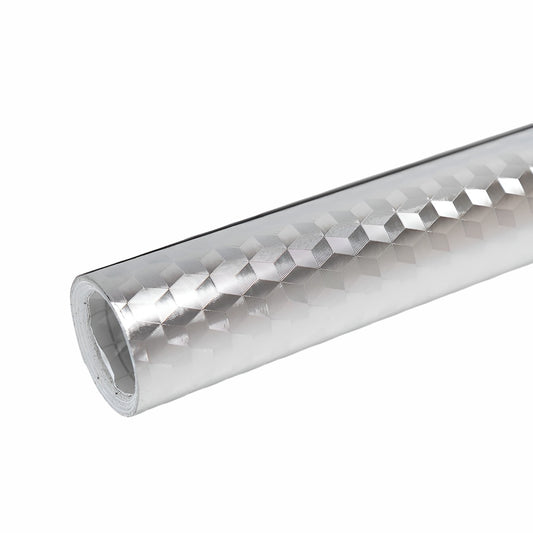 Autocolant pentru Bucătărie, Flippy, Tip Folie de Aluminiu, Rezistent la Ulei, Umezeală, Temperaturi Inalte, pentru Dulapuri, Perete, Blat, Argintiu, 60cm x 1m