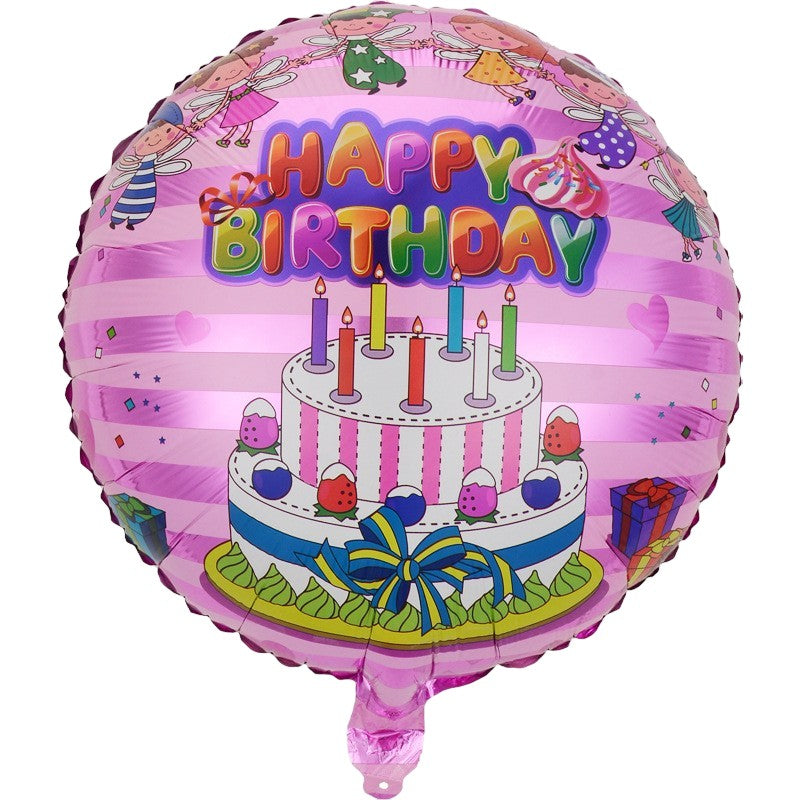 Balon din Folie Metalizata, Flippy, Figurine, Model 1, Happy Birthday, Tematica Aniversare, 45 cm, Ambalaj Individual, Pai Inclus, Umflare cu Aer sau Heliu, Multicolor