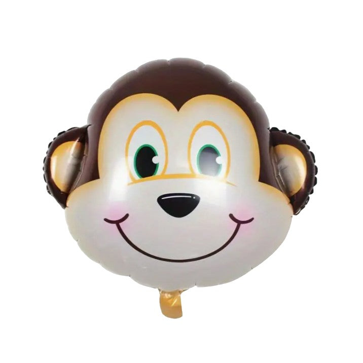 Balon din Folie Metalizata, Flippy, Mini Figurine Animalute, Model Maimutica, Tematica Aniversare, 42x42 cm, Ambalaj Individual, Pai Inclus, Umflare cu Aer sau Heliu, Multicolor