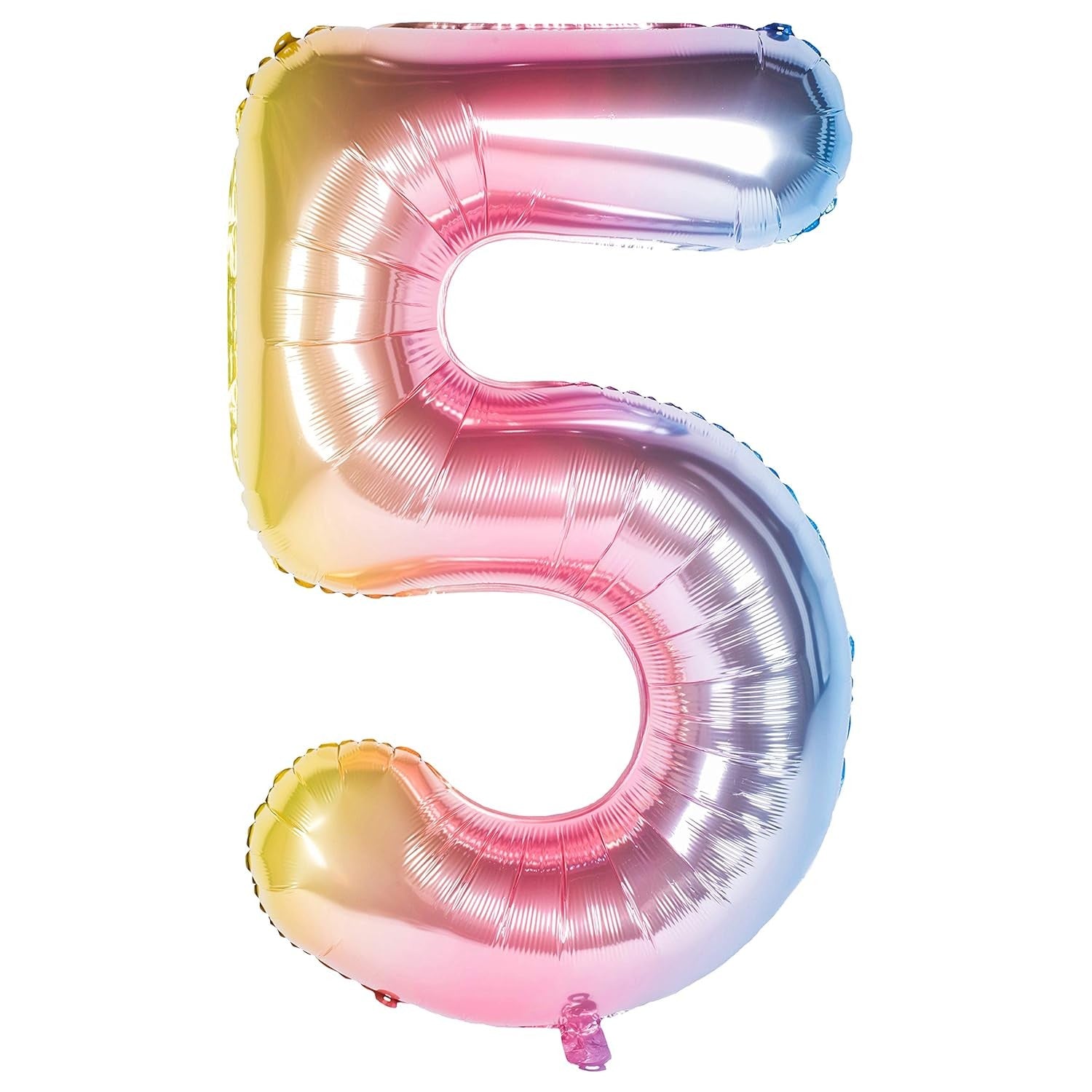 Balon din Folie Metalizata Gradient Flippy, Figurina Cifra, Tema Aniversare 100 cm, Ambalaj Individual, Pai inclus, Umflare cu Aer sau Heliu, Multicolor, Cifra 5