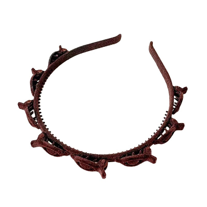 Bentita de Par pentru Femei, Flippy, Agrafa Stil Coreean, Accesoriu pentru Par cu Textura MultiStrat, 13 x 11.5 cm, Coffee