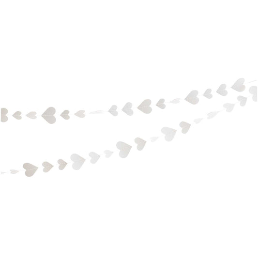 Banner cu Inimioare, Flippy, Tip Franjuri, 4 m, Rola de Ata Inclusa, Alb