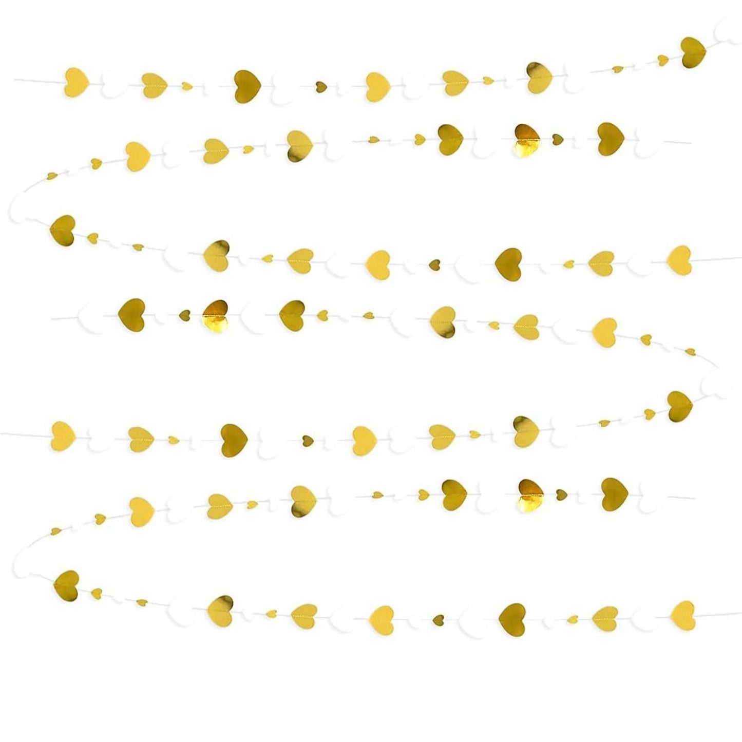 Banner cu Inimioare, Flippy, Tip Franjuri, 4 m, Rola de Ata Inclusa, Auriu/Alb