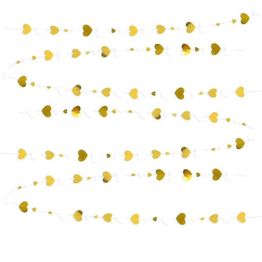 Banner cu Inimioare, Flippy, Tip Franjuri, 4 m, Rola de Ata Inclusa, Auriu/Alb