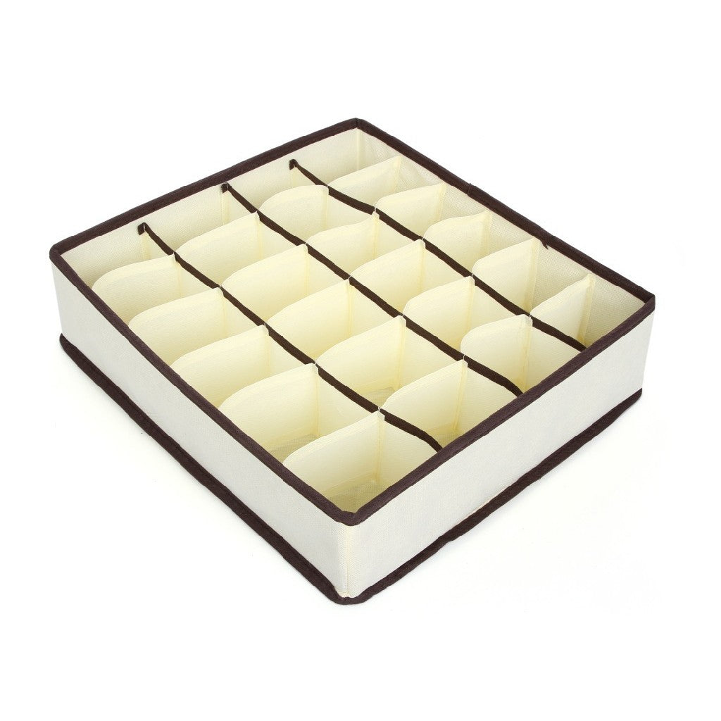 Cutie De Depozitare, Flippy, Pentru Lenjerie, Sosete Si Sutiene, Material Textil, 24 Compartimente, 32 x 32 x 10 cm, Culoare Bej