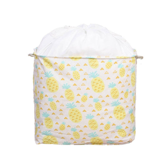 Cutie de Depozitare Pliabila, Flippy, Impermeabila, cu Snur, Capacitate 100 L, cu Manere, 50x50x40cm, Model Ananas, Galben