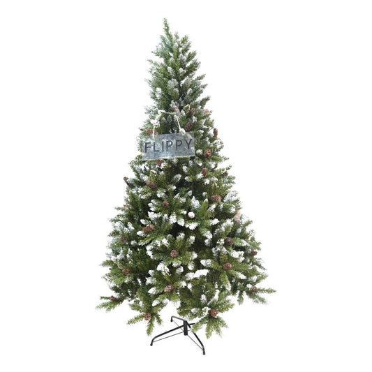 Brad Artificial de Craciun bogat, Flippy, 1.8 m inaltime, 918 ramuri verzi inzapezite, Verde, Decorat, Interior/ Exterior