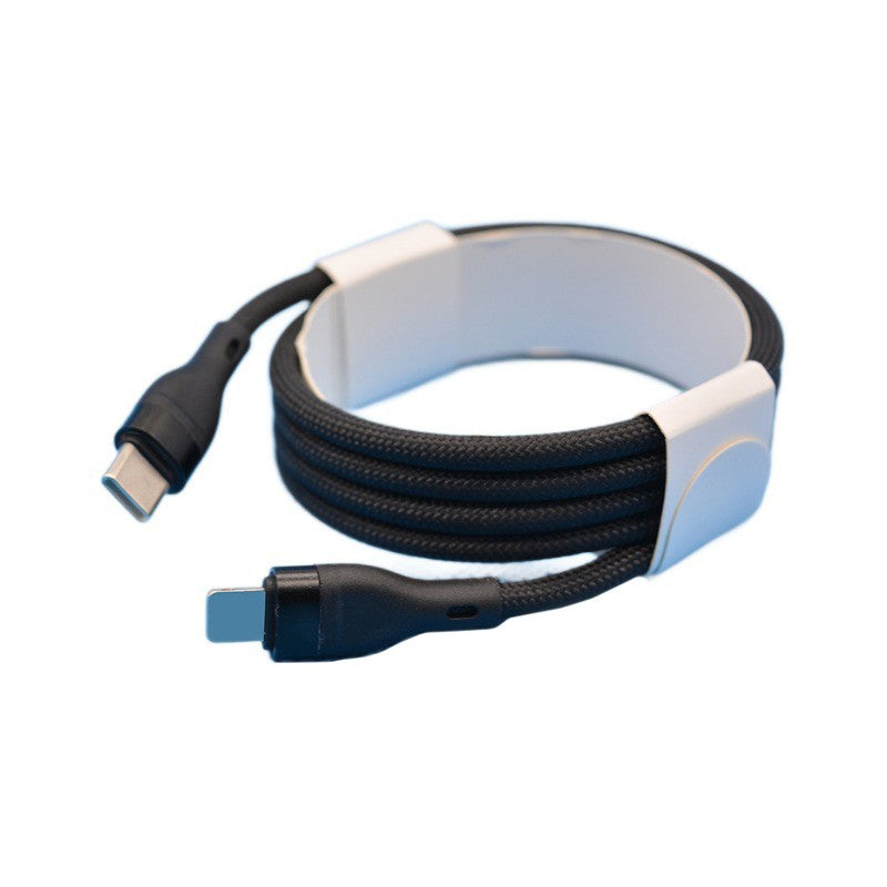 Cablu de Date impletit din Nailon, Flippy, Incarcare Rapida, Potrivit Compatibil cu iPhone, Cablu de Incarcare cu Power Delivery 20W, 1 m, Negru