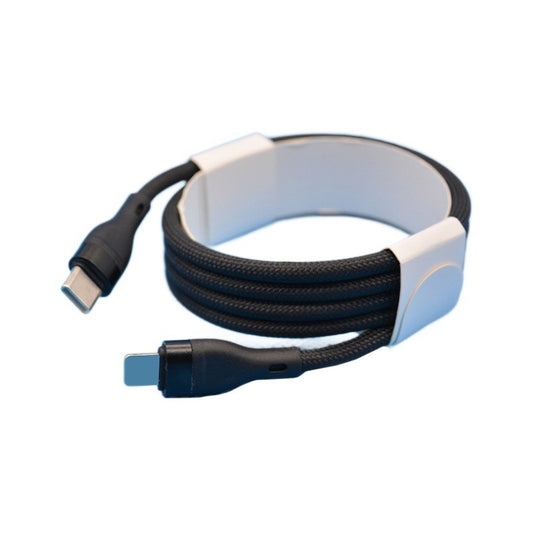 Cablu de Date impletit din Nailon, Flippy, Incarcare Rapida, Potrivit Compatibil cu iPhone, Cablu de Incarcare cu Power Delivery 20W, 1 m, Negru