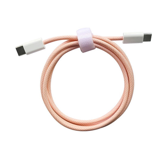 Cablu de Date Universal, Flippy, Incarcare Rapida, Type-C to Type-C Compatibil cu Telefon sau Tableta, Cablu de Incarcare Impletit din Nailon, 1 m, Roz