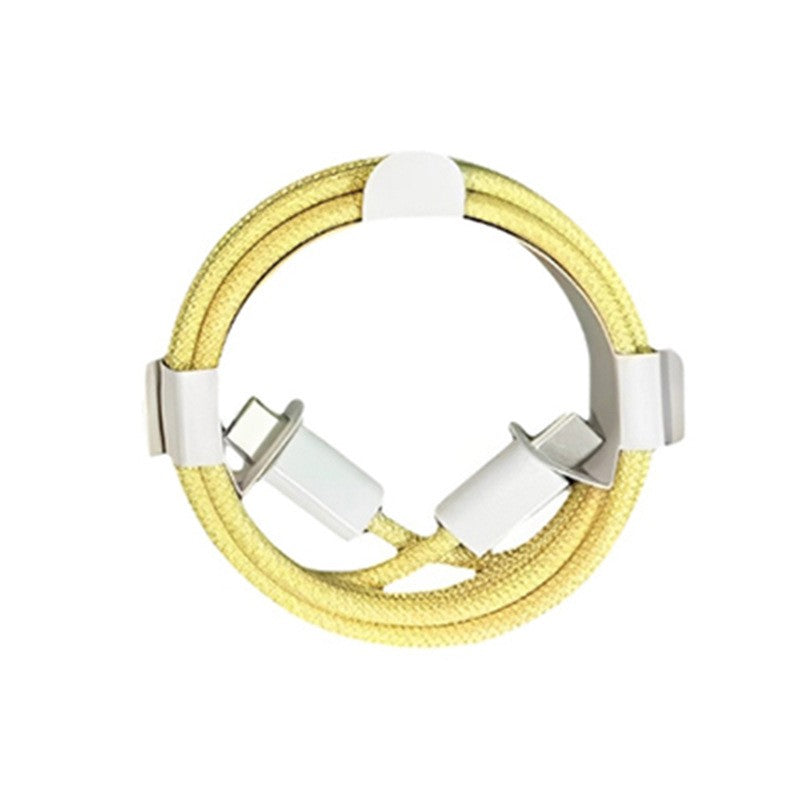 Cablu de Date Universal, Flippy, Incarcare Rapida, Type-C to Type-C Compatibil cu Telefon sau Tableta, Cablu de Incarcare Impletit din Nailon, 1 m, Galben