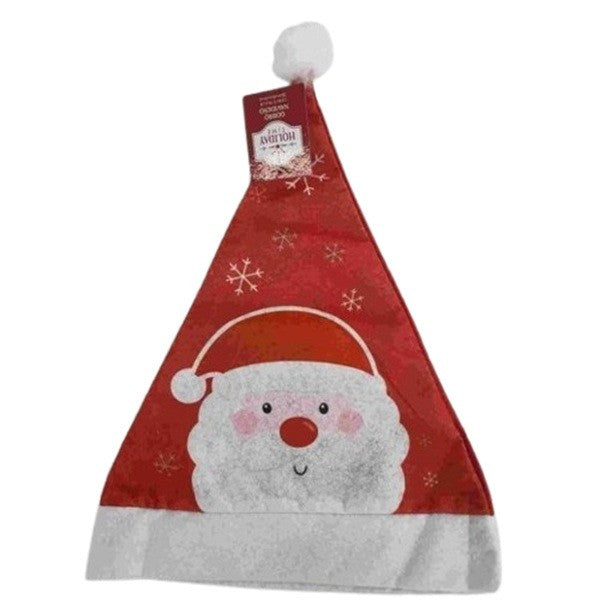 Caciula de Mos Craciun, Flippy, Model 1 Mos Craciun cu Fulgi de Zapada, Marime Universala, Material Textil, 28 x 39 cm, Alb/Rosu