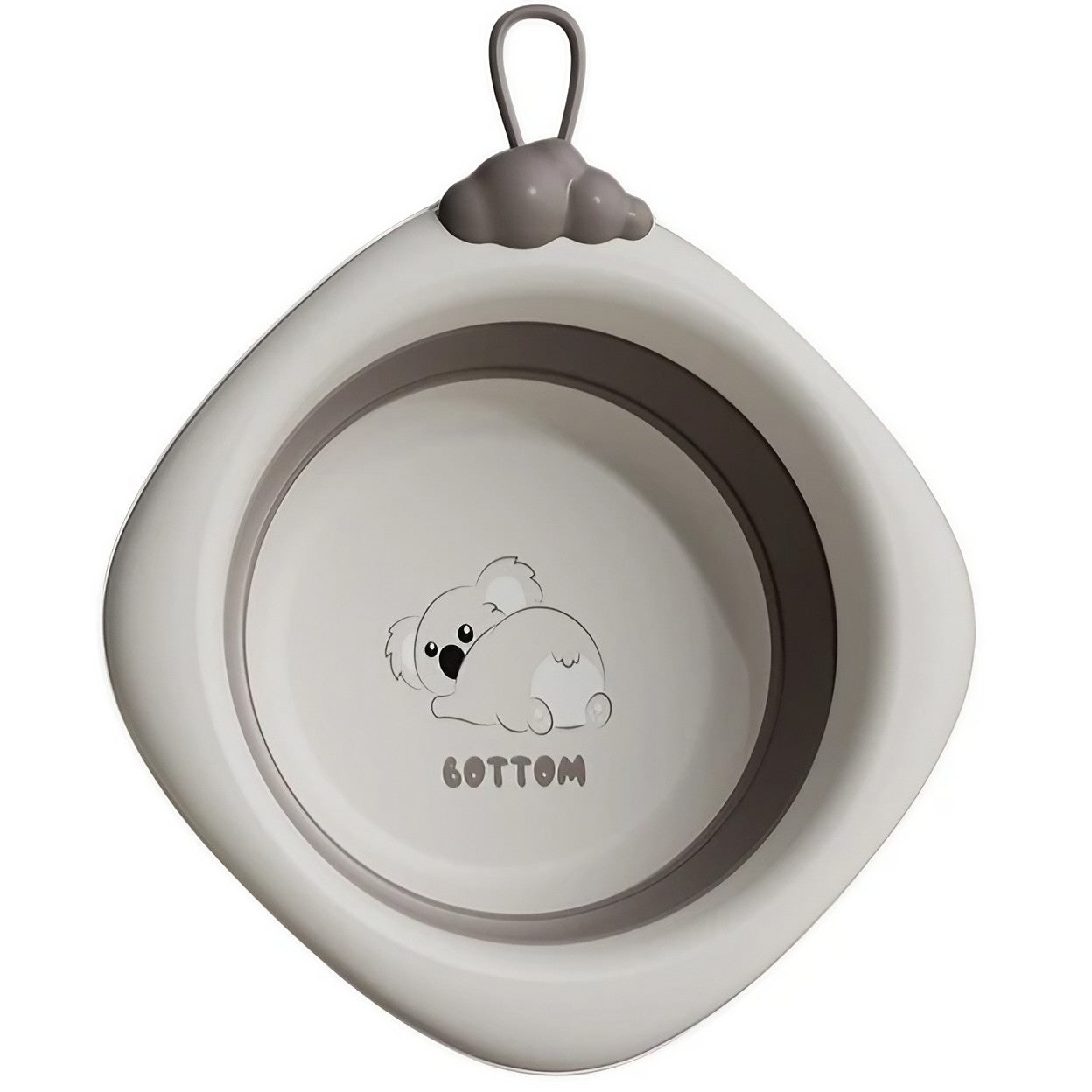 Cada Pliabila pentru Baie pentru Copii, Flippy, Cadita pentru Bebelusi, Model Romb Koala, Gri, 30x30x3.5 cm, 4L