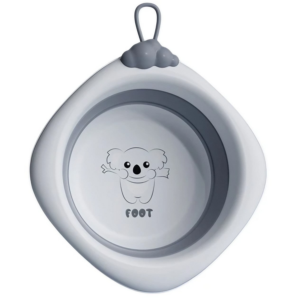 Cada Pliabila pentru Baie pentru Copii, Flippy, Cadita pentru Bebelusi, Model Romb pentru Picioare Koala, Gri, 30x30x3.5 cm, 4L