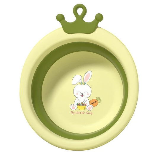 Cada Pliabila pentru Baie pentru Copii, Flippy, Cadita pentru Bebelusi, Model Rotund cu Iepuras, Verde, 30x31x3.5 cm, 3.3 L