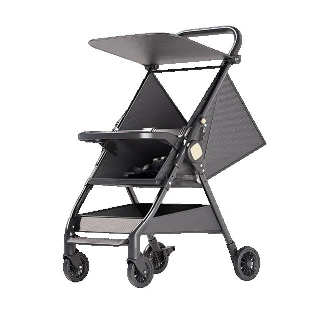 Carut Pliabil, Flippy, Usor, Compatibil cu Avionul, de Plimbat/Dormit, Parasolar, Cutie Depozitare, Tabla de Masa, 93 x 70 x 40 cm, Negru