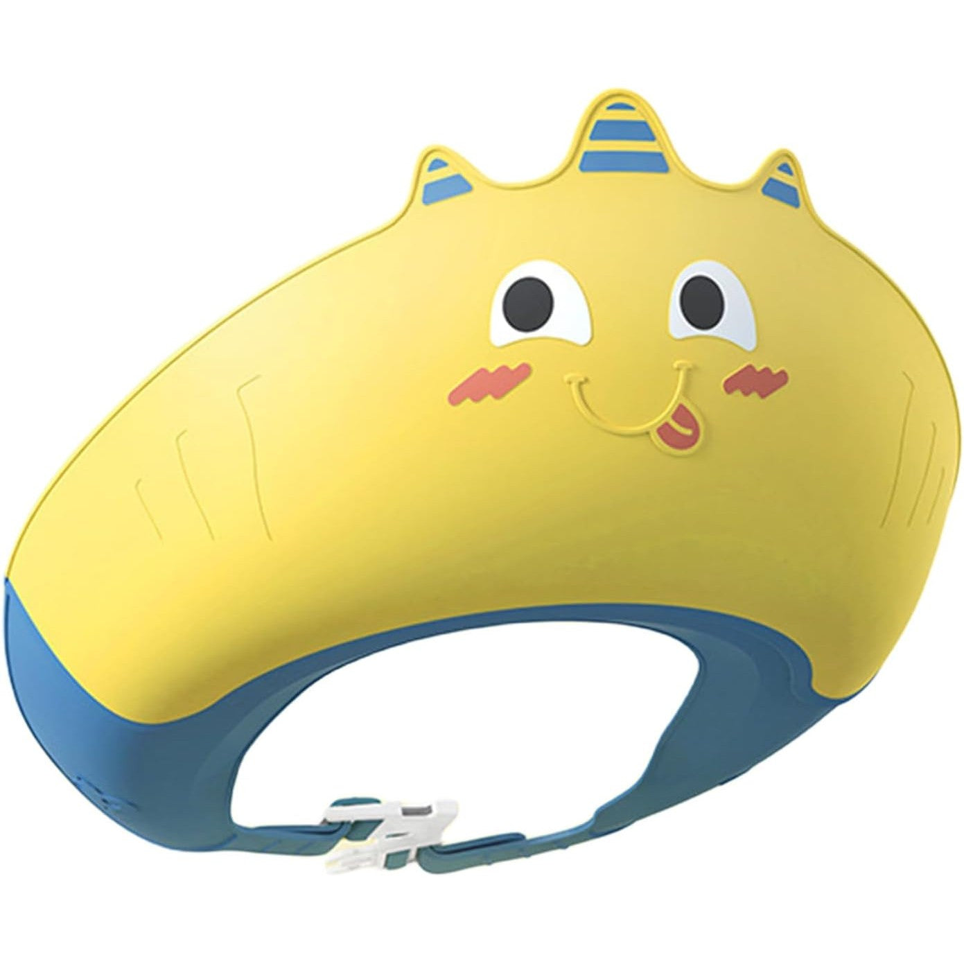 Casca de Dus, Flippy, Previne Scurgerea Apei si Samponului pe Fata, 0-12 Ani, Ajustabila, din TPE+PP, 20 x 23 cm, Model Unicorn, Galben/Albastru