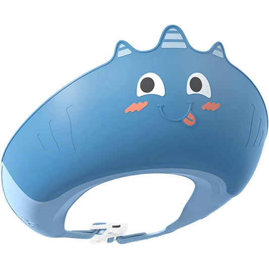 Casca de Dus, Flippy, Previne Scurgerea Apei si Samponului pe Fata, 0-12 Ani, Ajustabila, din TPE+PP, 20 x 23 cm, Model Unicorn, Albastru