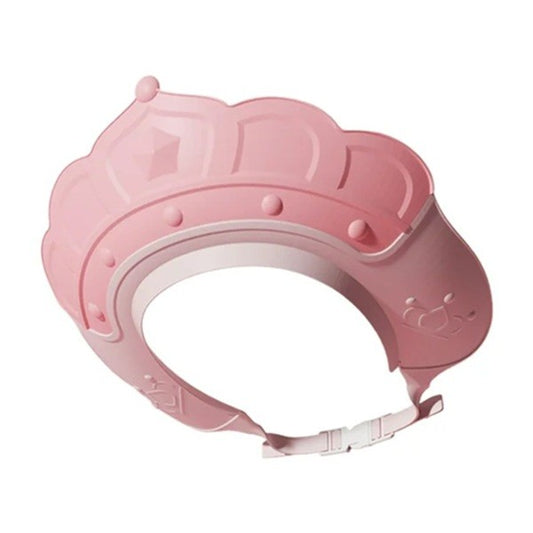 Casca de Dus, Flippy, Previne Scurgerea Apei si Samponului pe Fata, 0-12 Ani, Ajustabila, din TPE+PP, 20 x 23 cm, Model Coroana, Roz