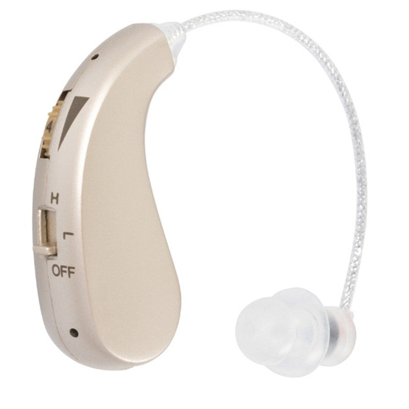 Aparat auditiv retroauricular BTE Reincarcabil, Flippy, Set 2 bucati Stinga Dreapta, Standard European, Aparat auditiv Cu incarcator, Aparat pentru Auz, 12 x 8.5 x 4 cm, 89 g,  Auriu