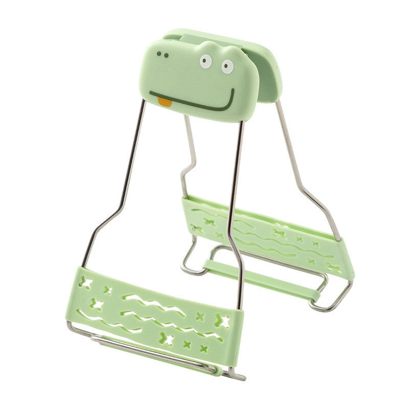 Clema pentru Boluri Creativa, Flippy, Anti-Alunecare, din Silicon, de Uz Casnic, Rezistent la Temperaturi Inalte, Model Animat, 19x12 cm, Verde