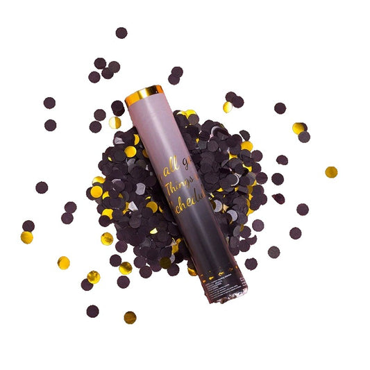 Tun Confetti Petrecere, Flippy, Lungime 30 cm, Negru/Auriu