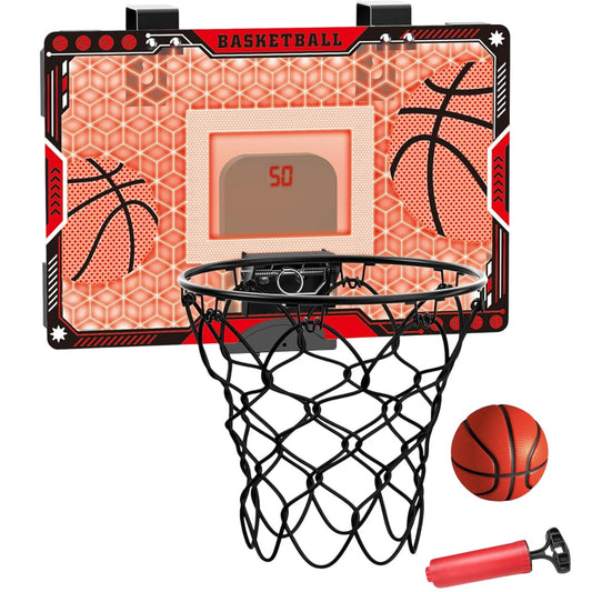 Cos de Baschet pentru Copii, Flippy, cu Tablou de Bord Electronic, Minge, Pompa, 2 Moduri, Interior/Exterior, Inel Metalic si Rabatabil cu Arc, Luminos, 41x27.5x5 cm, Multicolor