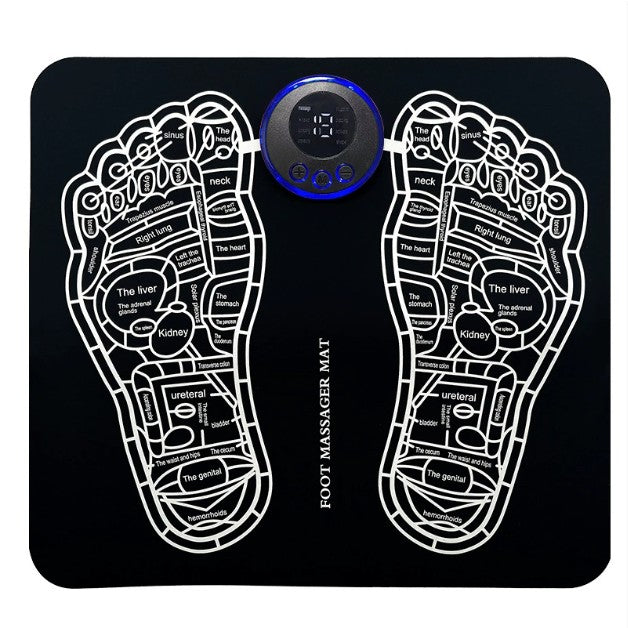 Covoras de Masaj pentru Picioare, EMS, 4 Niveluri de Intensitate, Incarcare USB, Ecran LED, Telecomanda Inclusa, Negru