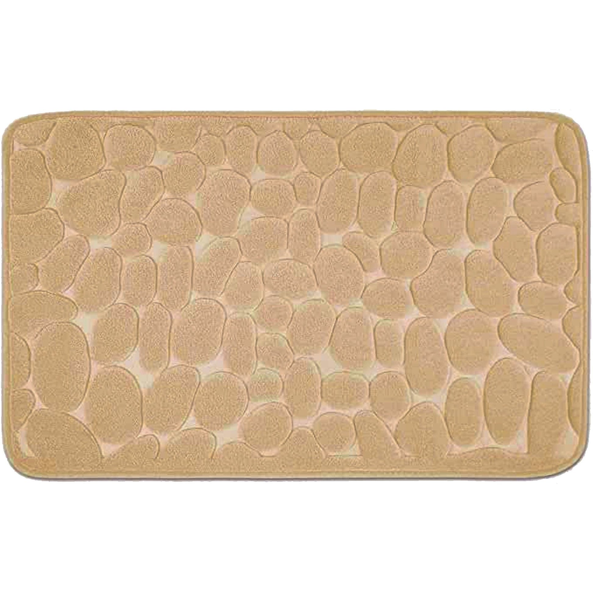 Covoras pentru Baie Antiderapant, Flippy, Uscare Rapida, Model 3D Piatra, 40x60 cm, Bej