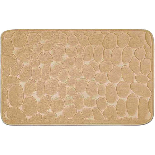 Covoras pentru Baie Antiderapant, Flippy, Uscare Rapida, Model 3D Piatra, 40x60 cm, Bej