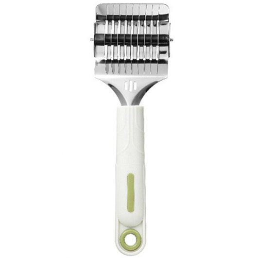 Dispozitiv de taiat Taietei, Flippy, din Plastic cu Inox Razatoare, Curatator de Legume-Fructe, Maner Anti Alunecare, 22 x 6.5 cm Alb