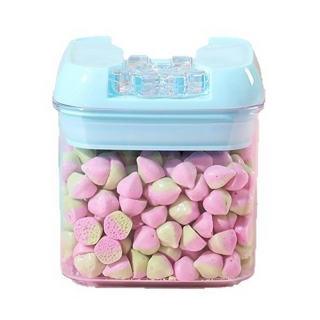 Cutie de Depozitare Alimente, Flippy, 0.5L, Capac Albastru, din PP+PET, Inchidere Ermetica, 10 x 10 x 10.5 cm, Transparent