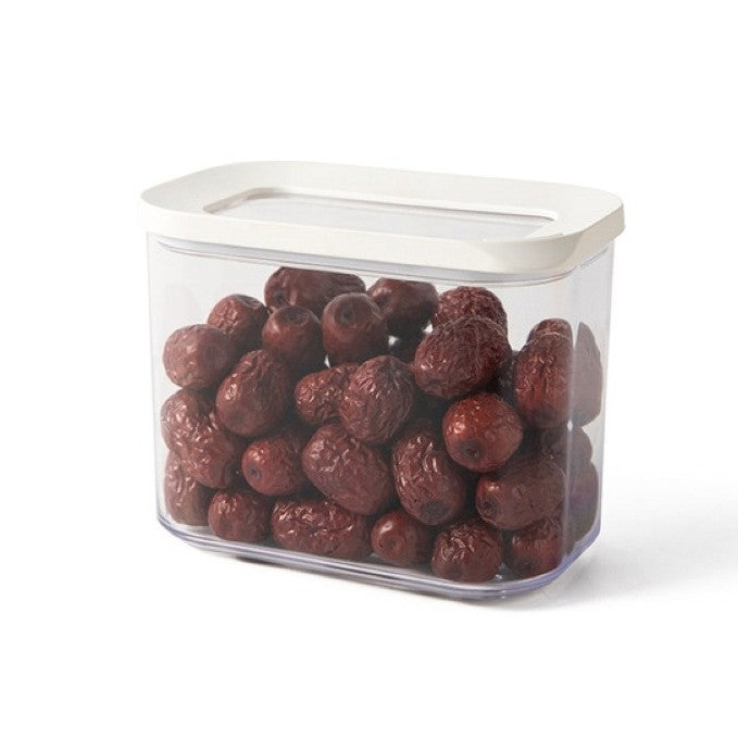 Cutie de Depozitare Alimente, Flippy, 1L, Capac Alb, din ABS+Silicon, 14.5 x 9 x 11.3 cm, Transparent