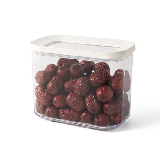 Cutie de Depozitare Alimente, Flippy, 1L, Capac Alb, din ABS+Silicon, 14.5 x 9 x 11.3 cm, Transparent