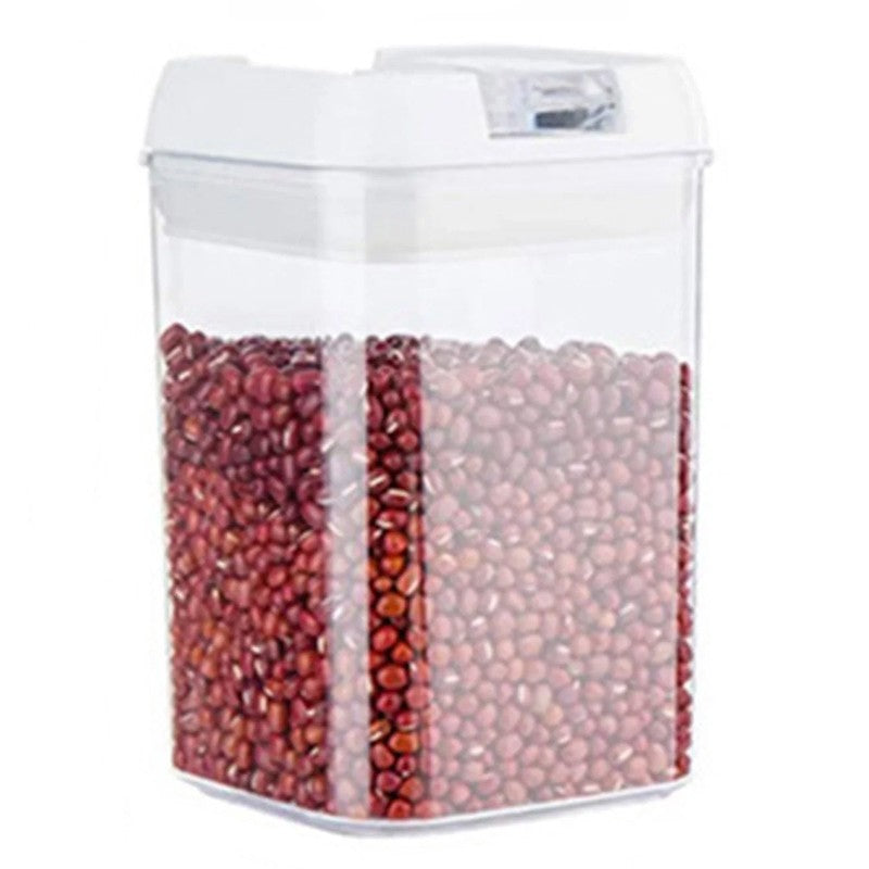 Cutie de Depozitare Alimente, Flippy, Cutie de Depozitare tip Container pentru Bucatarie, cu Capac, Inchidere Ermetica, Cutie pentru Cereale, 15.5 x 10 x 10 cm, volum 0.8 L, Alb