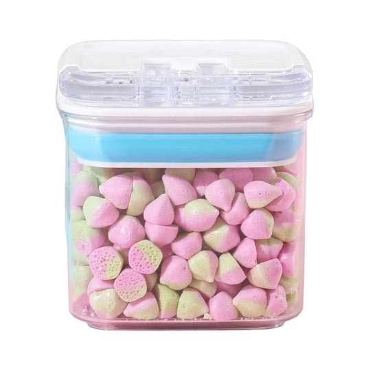 Cutie de Depozitare Alimente, Flippy, Cutie de tip Container pentru Bucatarie, Cutie pentru Condimente, din PET ABS Silicon, 10 x 10 x 10.5 cm, 250 g, 0.5L Transparenta