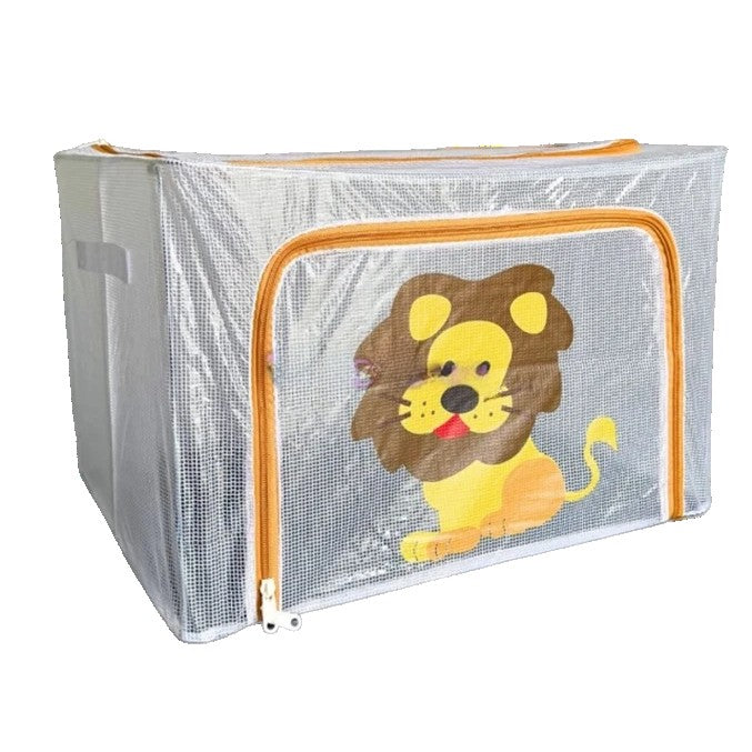 Cutie de Depozitare, Flippy, pentru Camera Copiilor, 100L, din PVC, Model Leu, 60 x 42 x 40 cm, Transparent