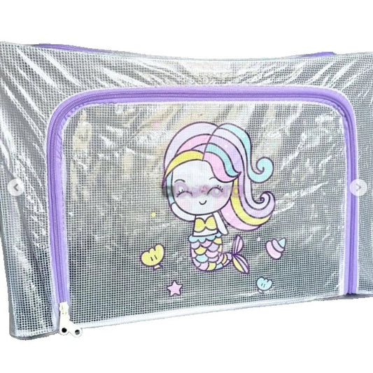 Cutie de Depozitare, Flippy, pentru Camera Copiilor, 100L, din PVC, Model Sirena, 60 x 42 x 40 cm, Transparent