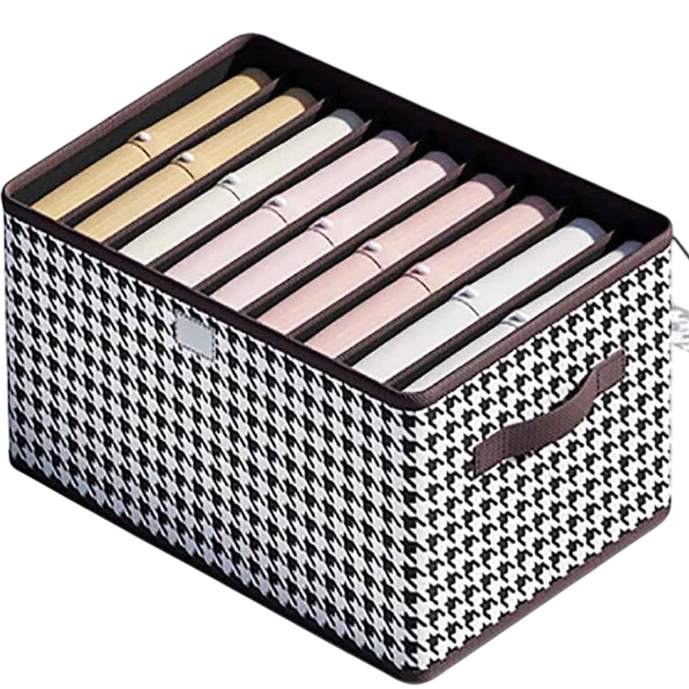 Cutie De Depozitare, Flippy, Pentru Haine, Lenjerie, Sosete Si Sutiene, Material Textil, 9 Compartimente, 44x30x20 cm, Culoare Alb-Negru