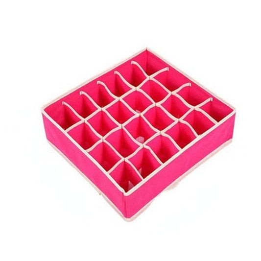 Cutie De Depozitare, Flippy, Pentru Lenjerie, Sosete Si Sutiene, Material Textil, 24 Compartimente, 32 x 32 x 10 cm, Culoare Roz