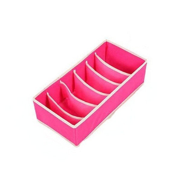 Cutie De Depozitare, Flippy, Pentru Lenjerie, Sosete Si Sutiene, Material Textil, 6 Compartimente, 32 x 16 x 10 cm, Culoare Roz