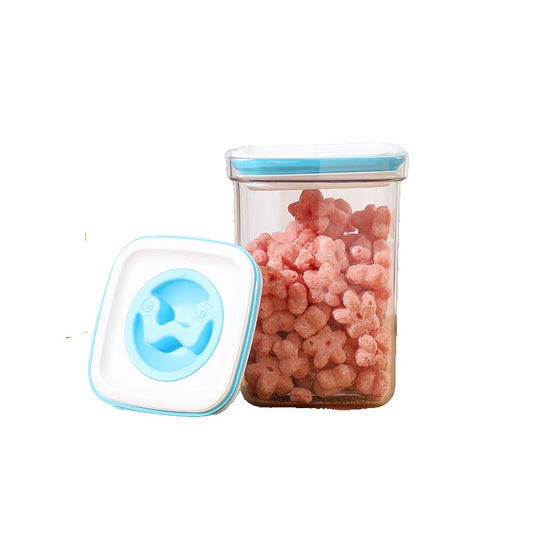 Cutie de Depozitare pentru Bucatarie, Flippy, 1.3L, din ABS+PET+Silicon, Capac Alb/Albastru, 11.5 x 15 x 8 cm, Transparent