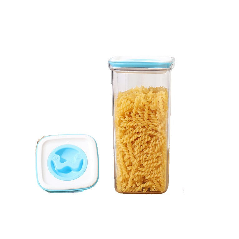 Cutie de Depozitare pentru Bucatarie, Flippy, 2L, din ABS+PET+Silicon, Capac Alb/Albastru, 11.5 x 23 x 8 cm, Transparent